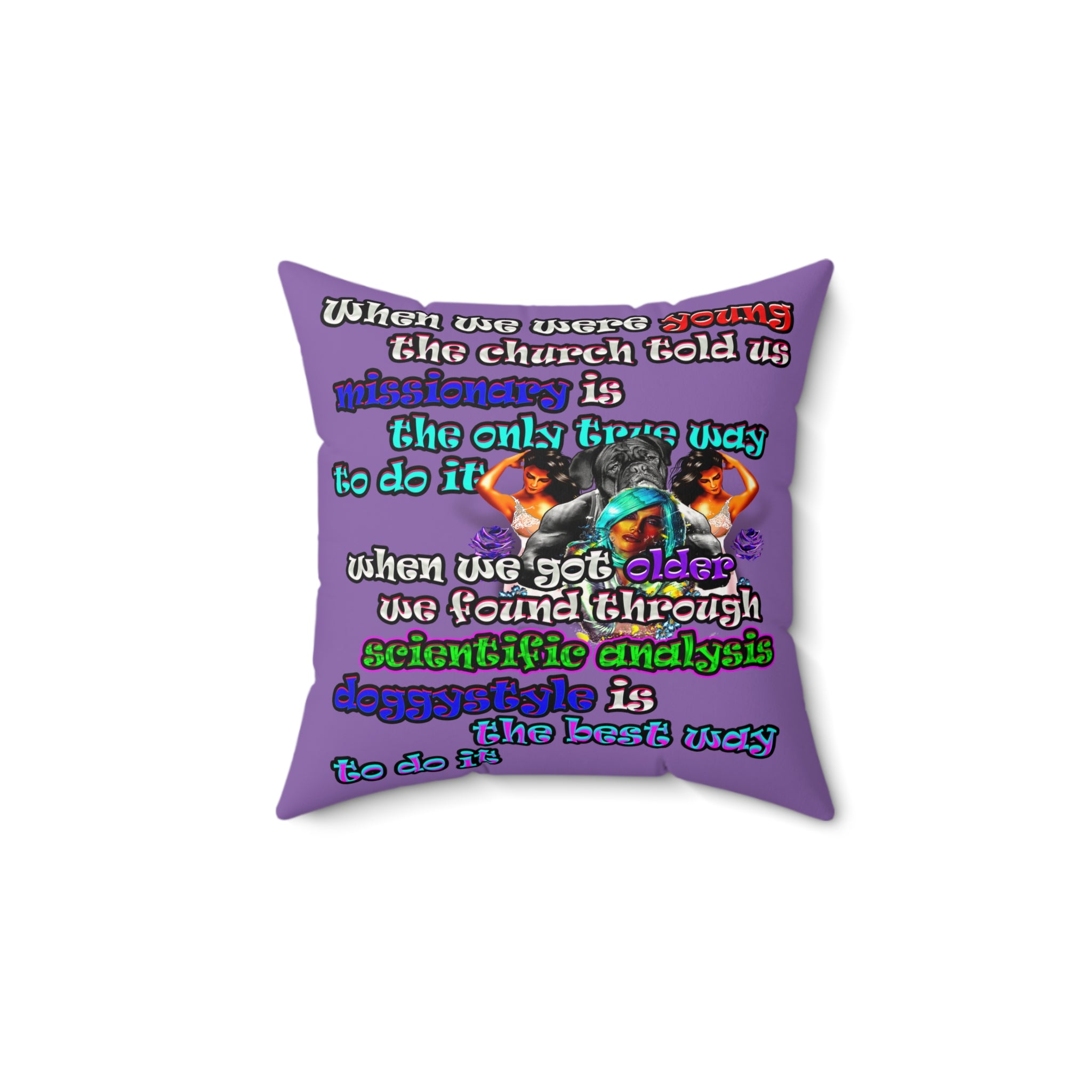 doggystyle - Faux Suede Square Pillow - (light purple)