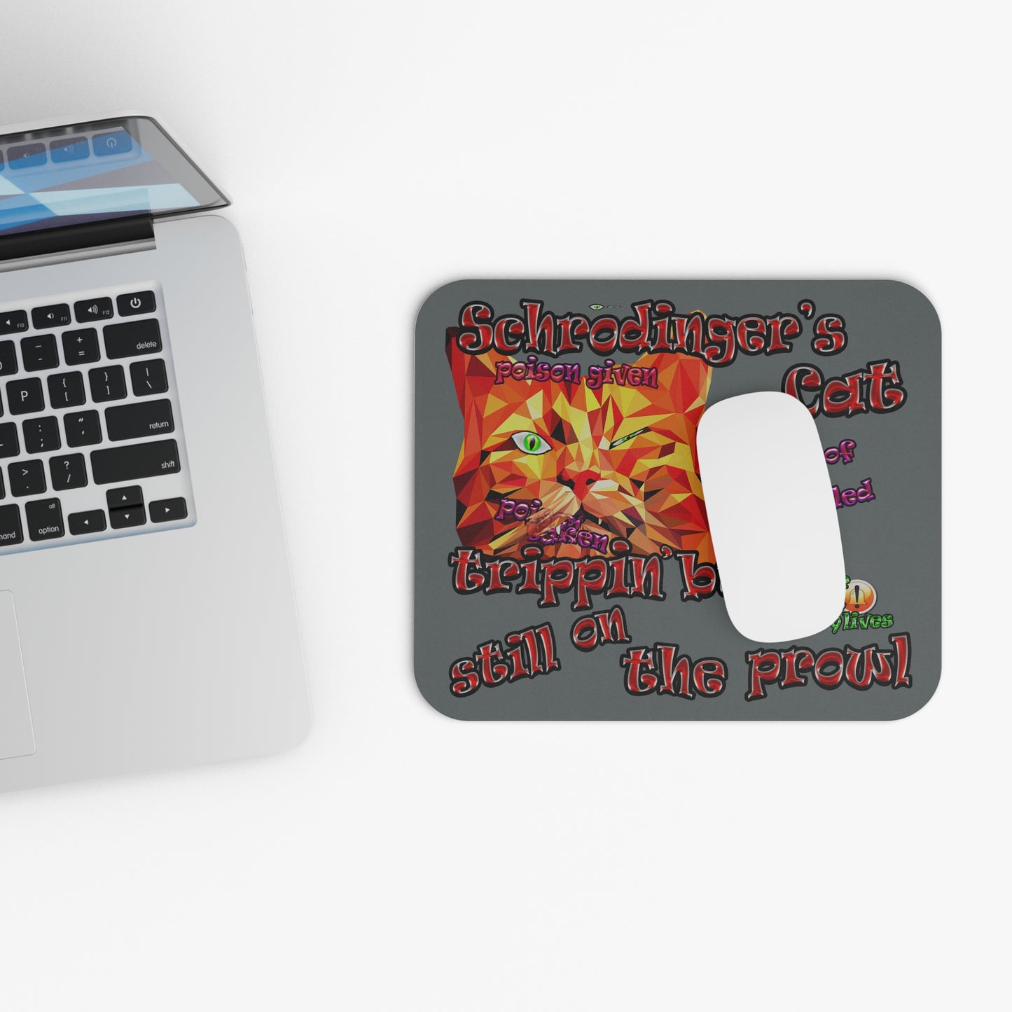 schrodinger's cat - Mouse Pad (Rectangle) (dark grey)