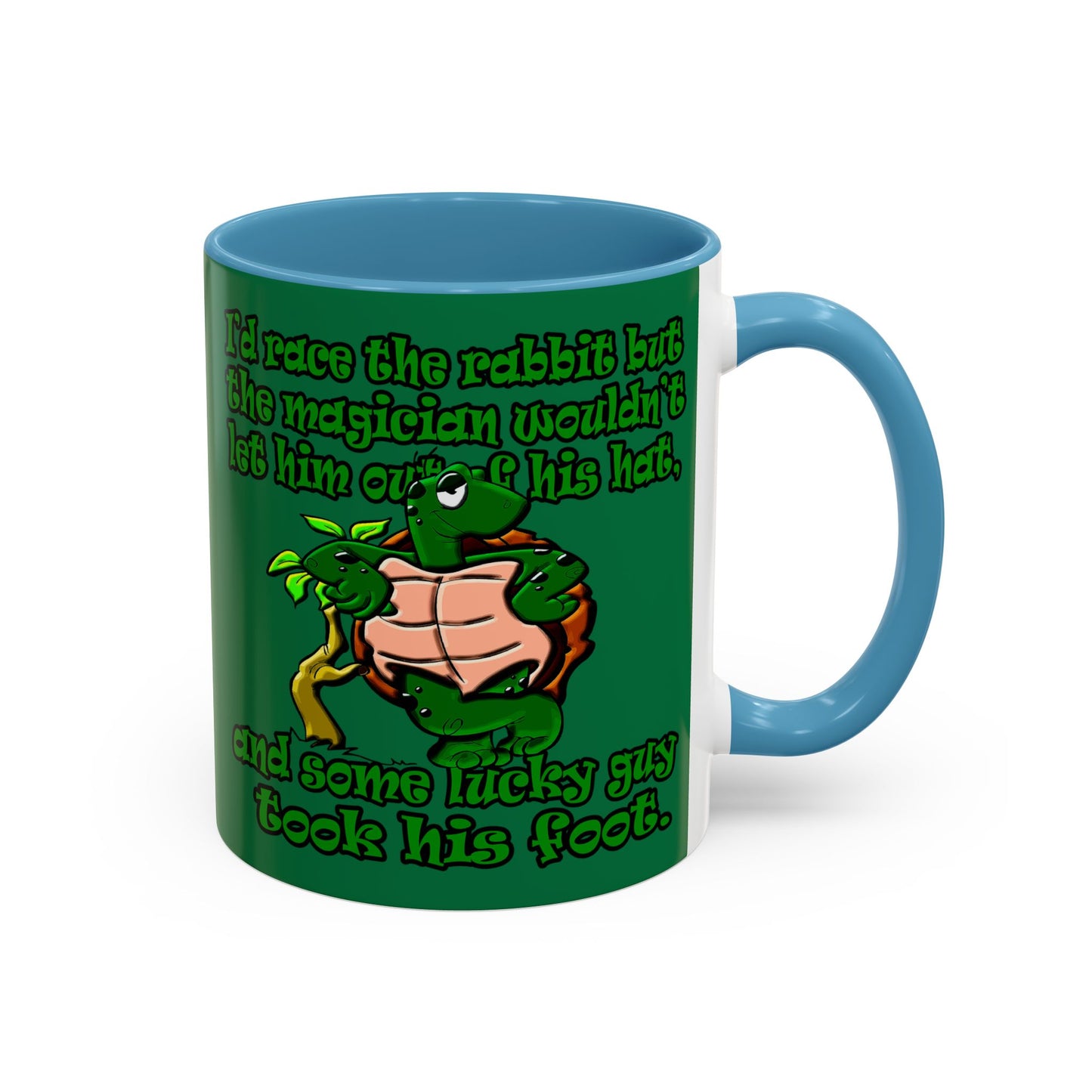 turtle race - Accent Mug (dark green)
