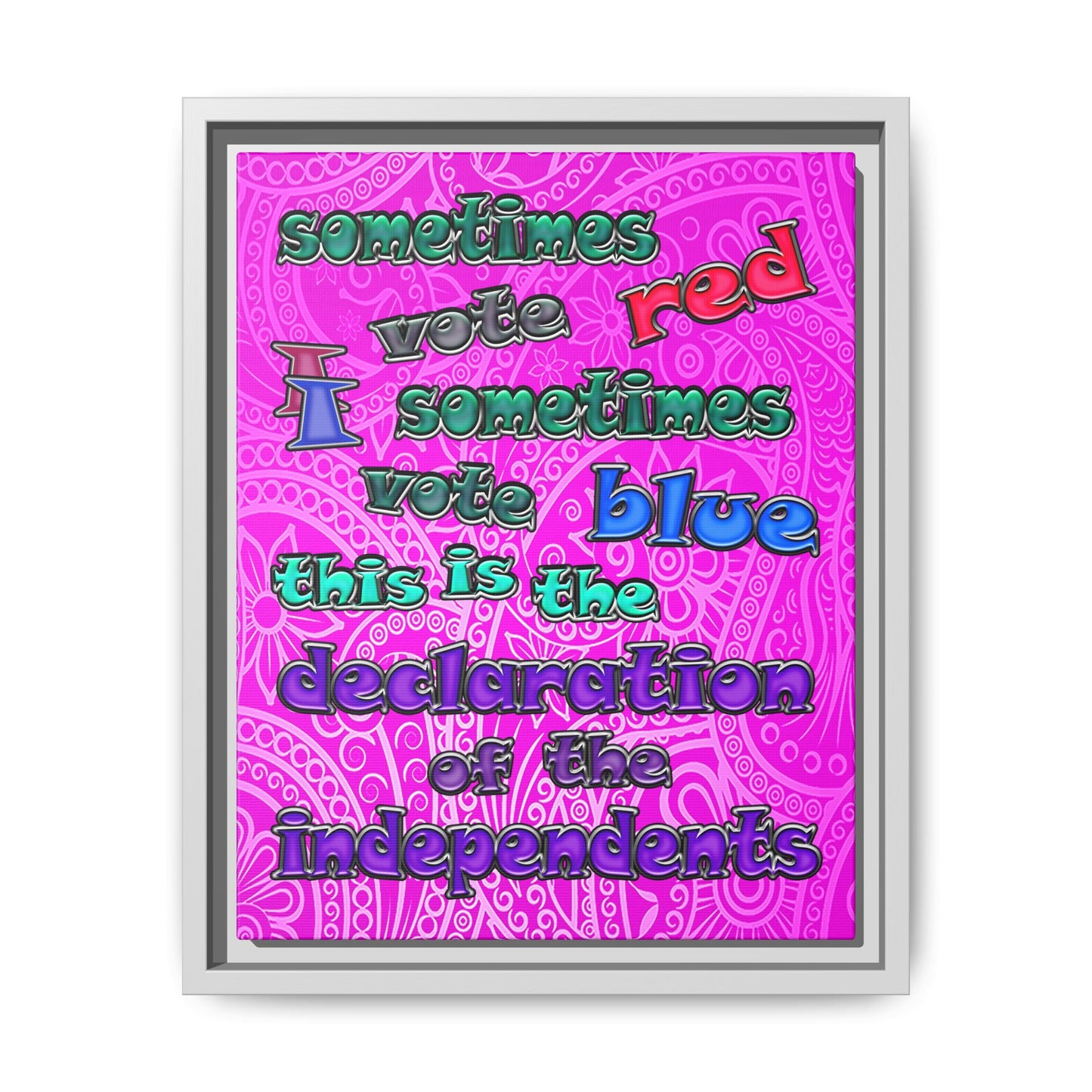 declaration of the independents - framed canvas art (pink swirl)
