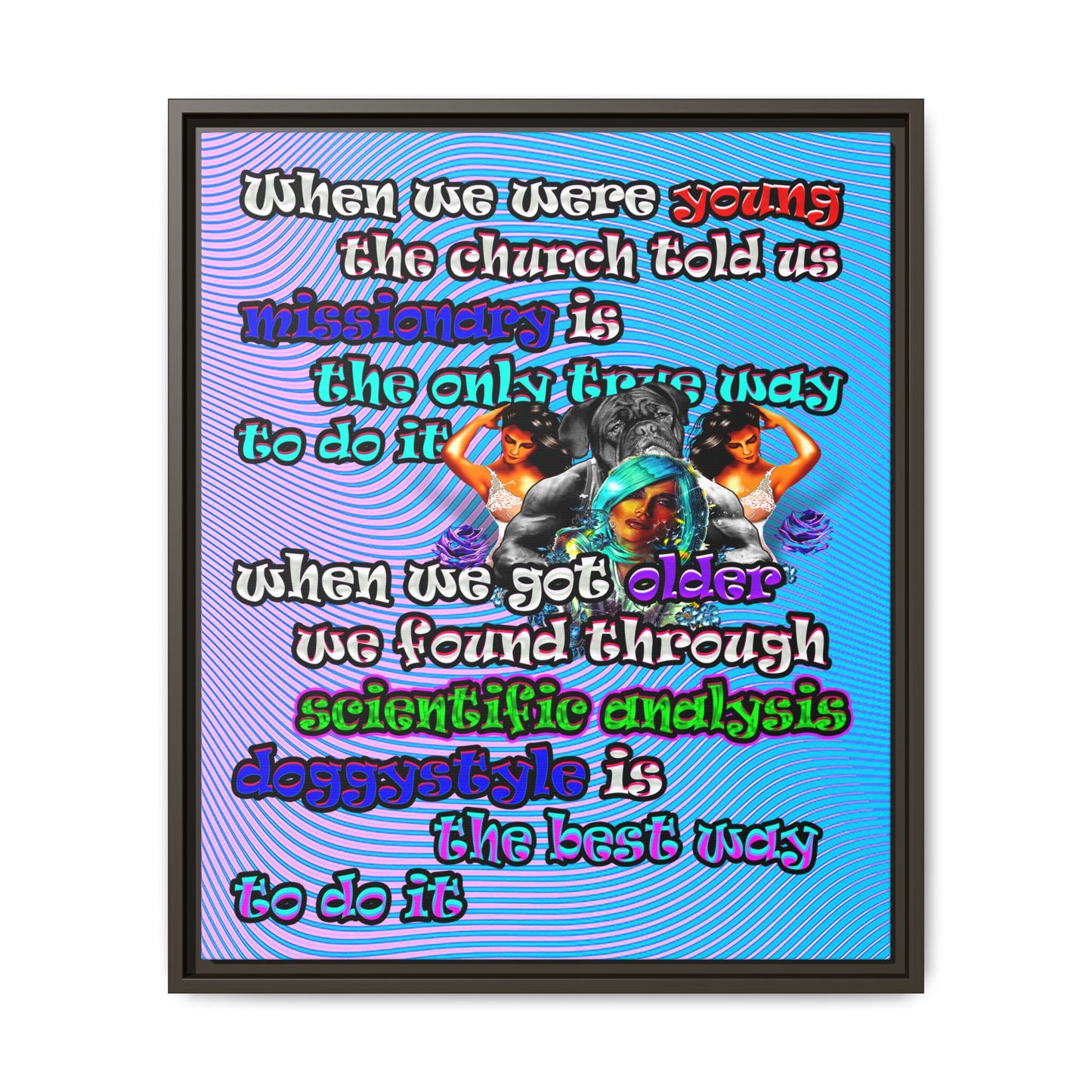 doggystyle - framed canvas art (light blue-purple wave)