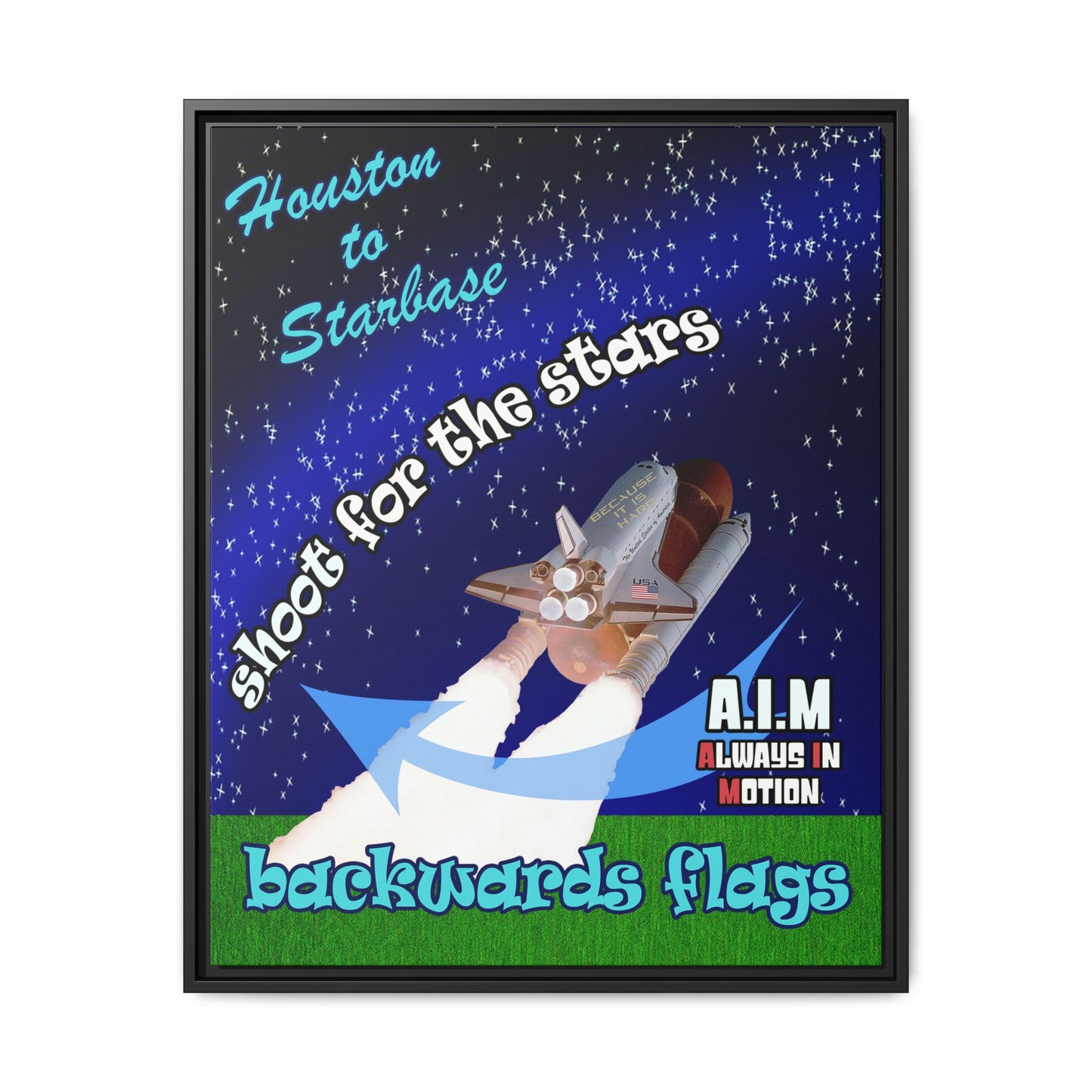 shoot for the stars - framed canvas art ('snoops' background)