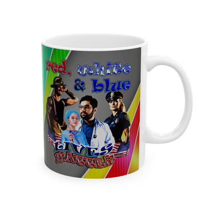 rw&b lives matter - White Mug (rainbow split)