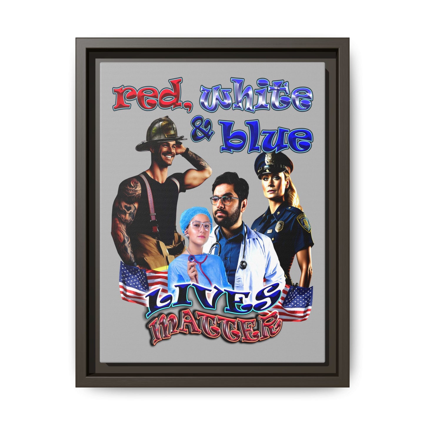 rw&b lives matter - framed canvas art (light grey)