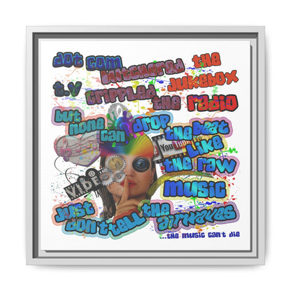 drop the beat - framed canvas art (white)