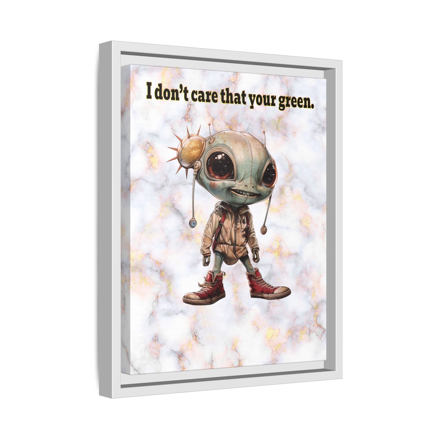 I don't care that your green - framed canvas art (white marble)