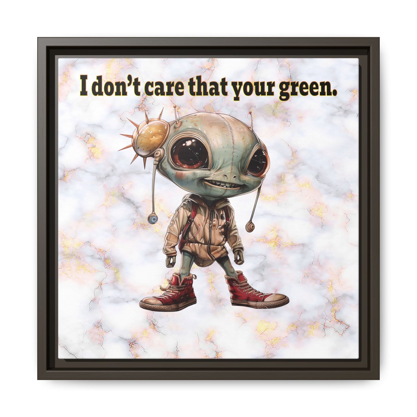 I don't care that your green - framed canvas art (white marble)