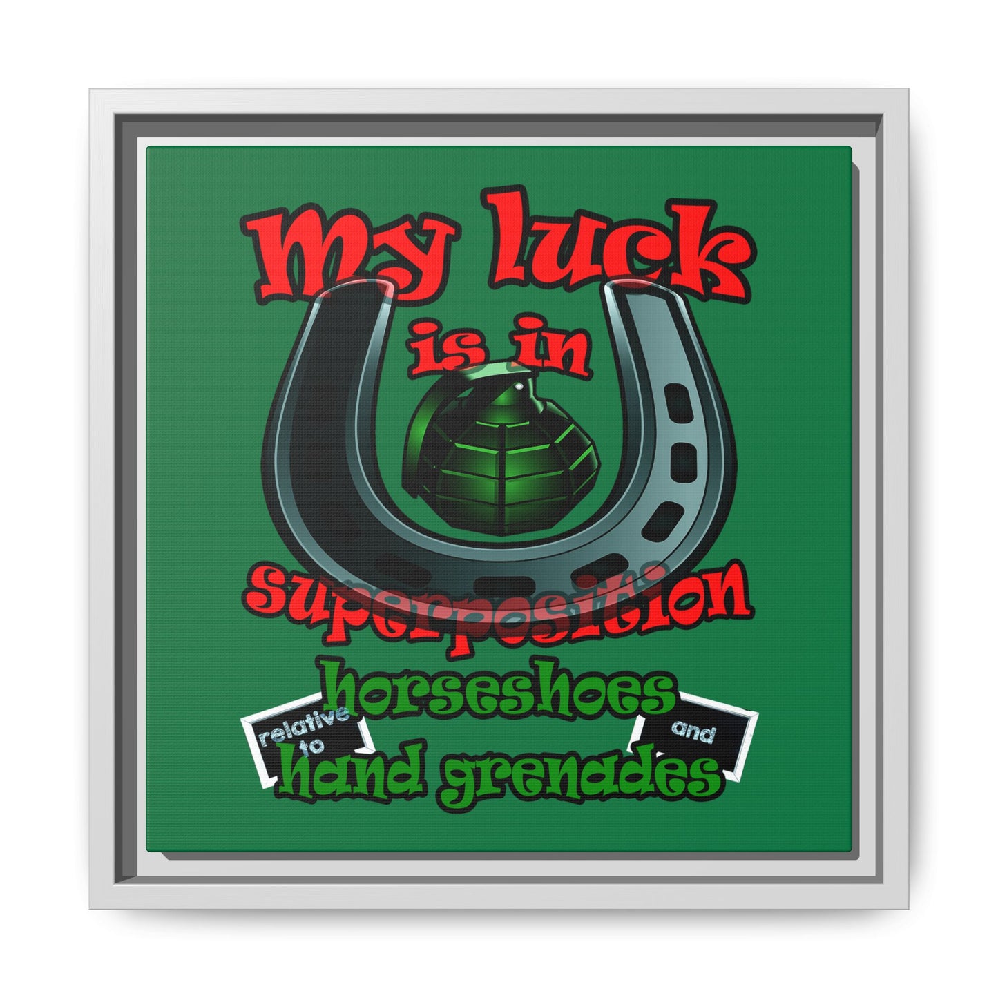 my luck - framed canvas art (dark green)
