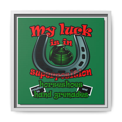 my luck - framed canvas art (dark green)
