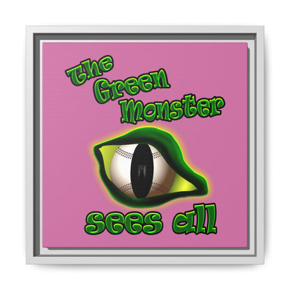 green monster - framed canvas art (light pink)