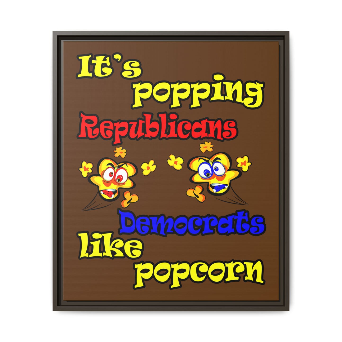 popping like popcorn - framed canvas art (brown)