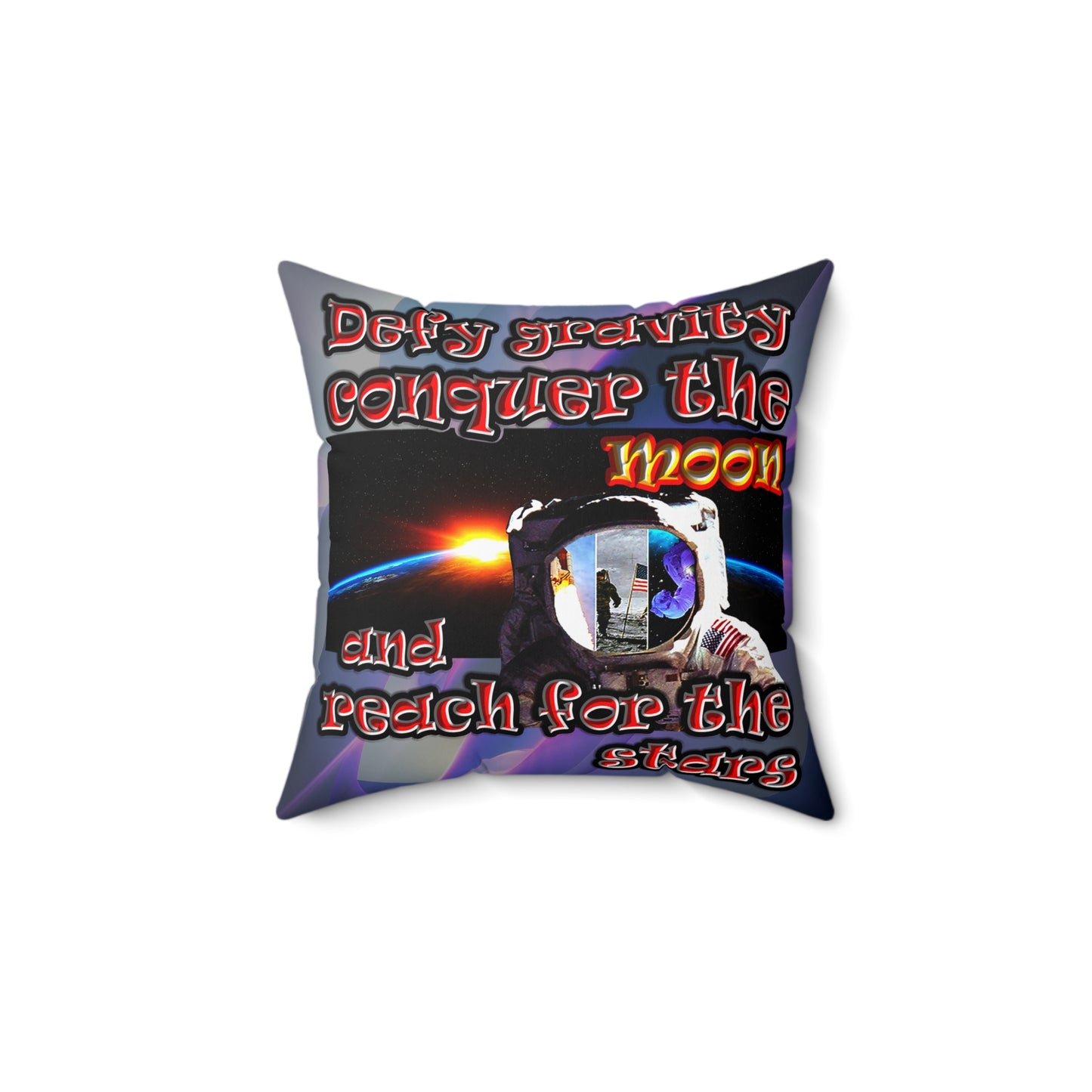 defy conquer reach - Spun Polyester Square Pillow - (grey-pink wave)