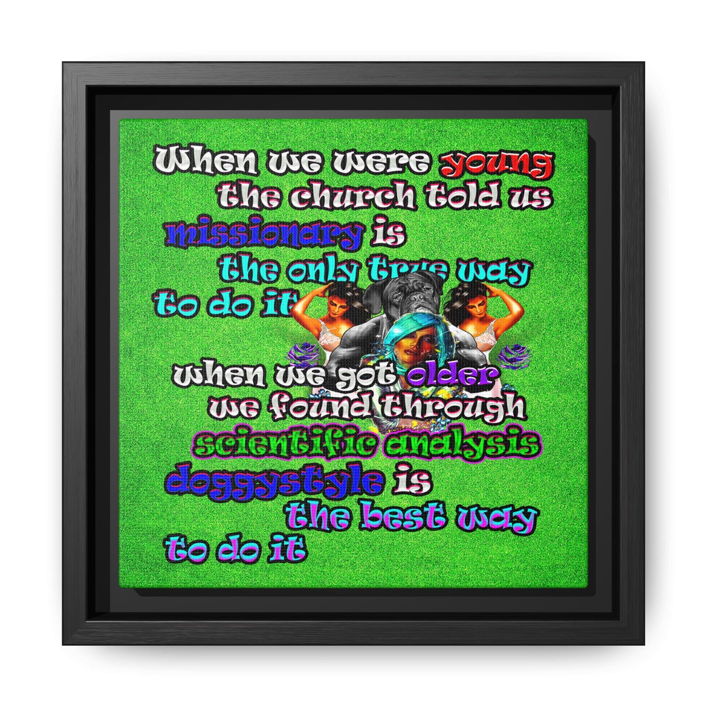 doggystyle - framed canvas art (green turf)