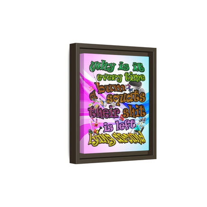 the bum's shit - framed canvas art (light blue-pink wave)