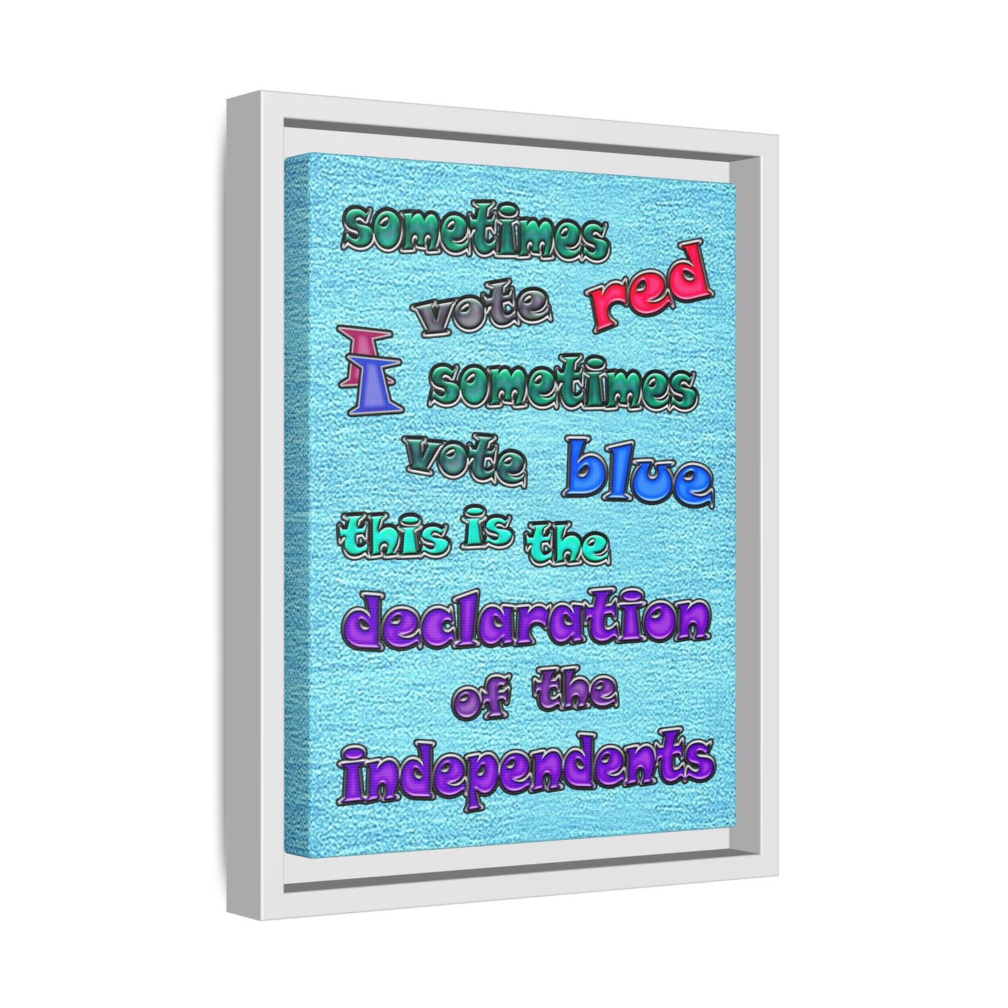 declaration of the independents - framed canvas art (faded blue)