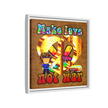 love peace - framed canvas art (brown papyrus)
