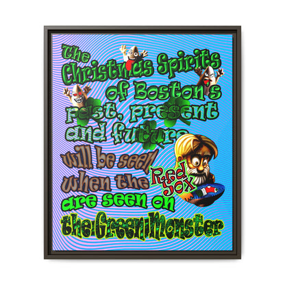 christmas spirits of boston - framed canvas art (light blue-purple wave)
