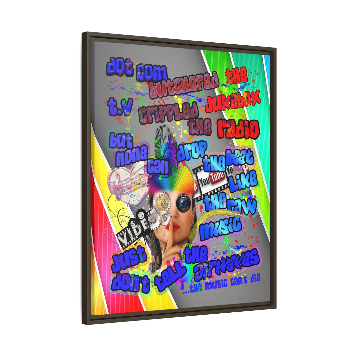 drop the beat - framed canvas art (rainbow split)