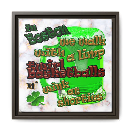 celtics logo - framed canvas art (white marble)