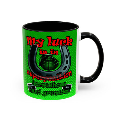 my luck - Accent Mug (logo green)