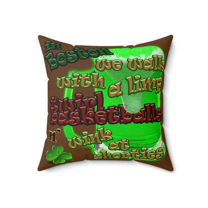 celtics logo - Faux Suede Square Pillow - (brown)