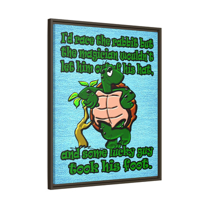 turtle race - framed canvas art (faded blue)