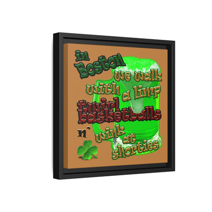 celtics logo - framed canvas art (light brown)