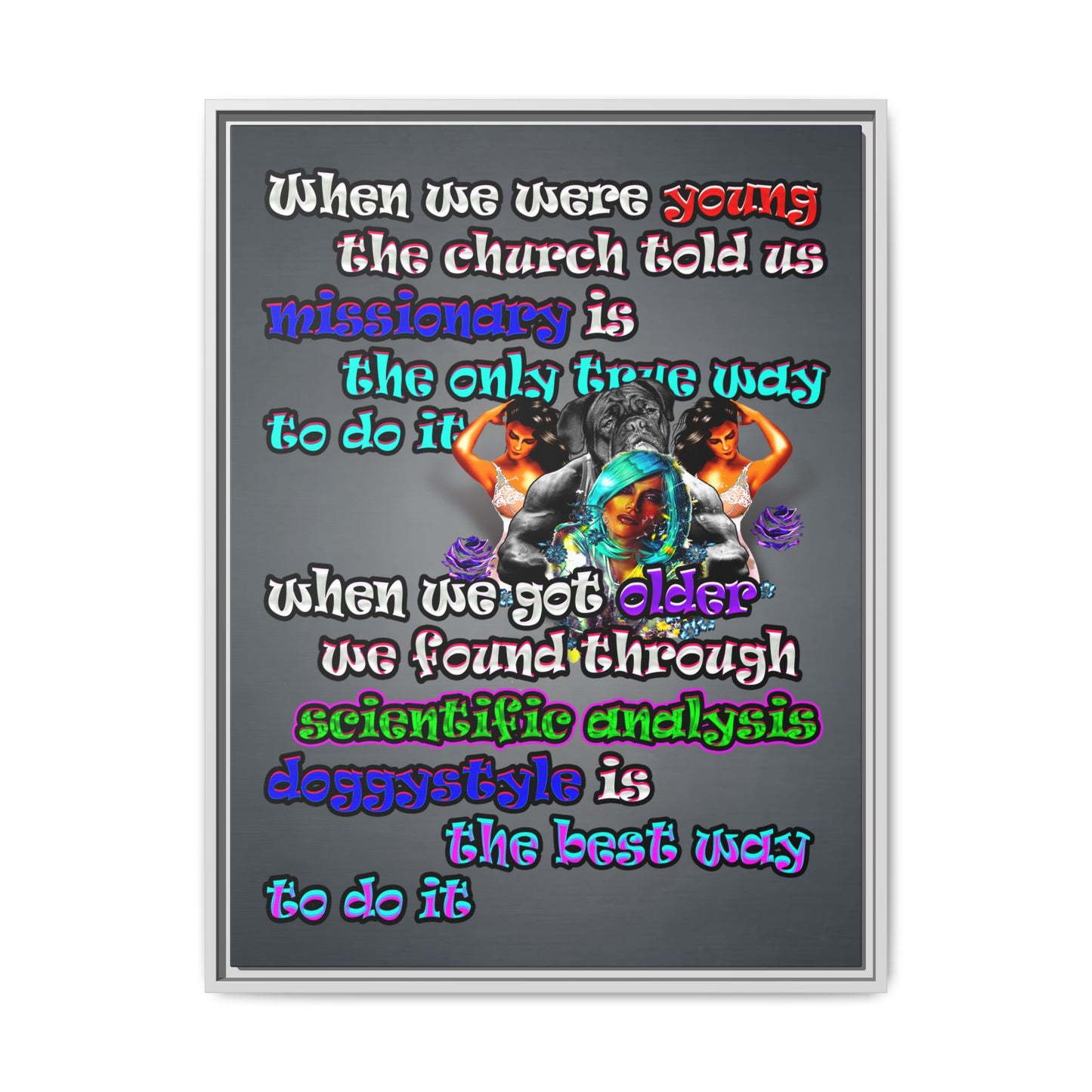 doggystyle - framed canvas art (grey-light grey)