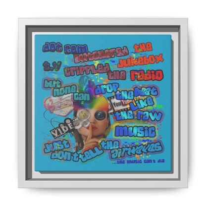 drop the beat - framed canvas art (turquoise)