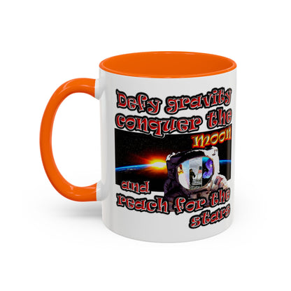 defy conquer reach - Accent Mug (white)