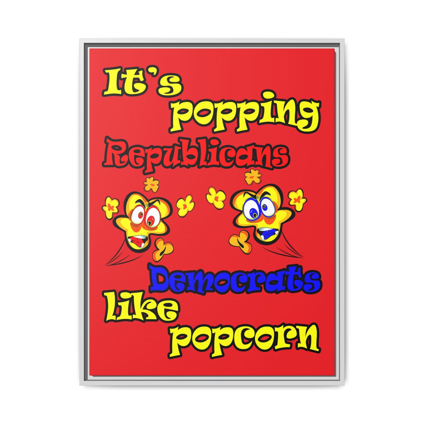 popping like popcorn - framed canvas art (red)