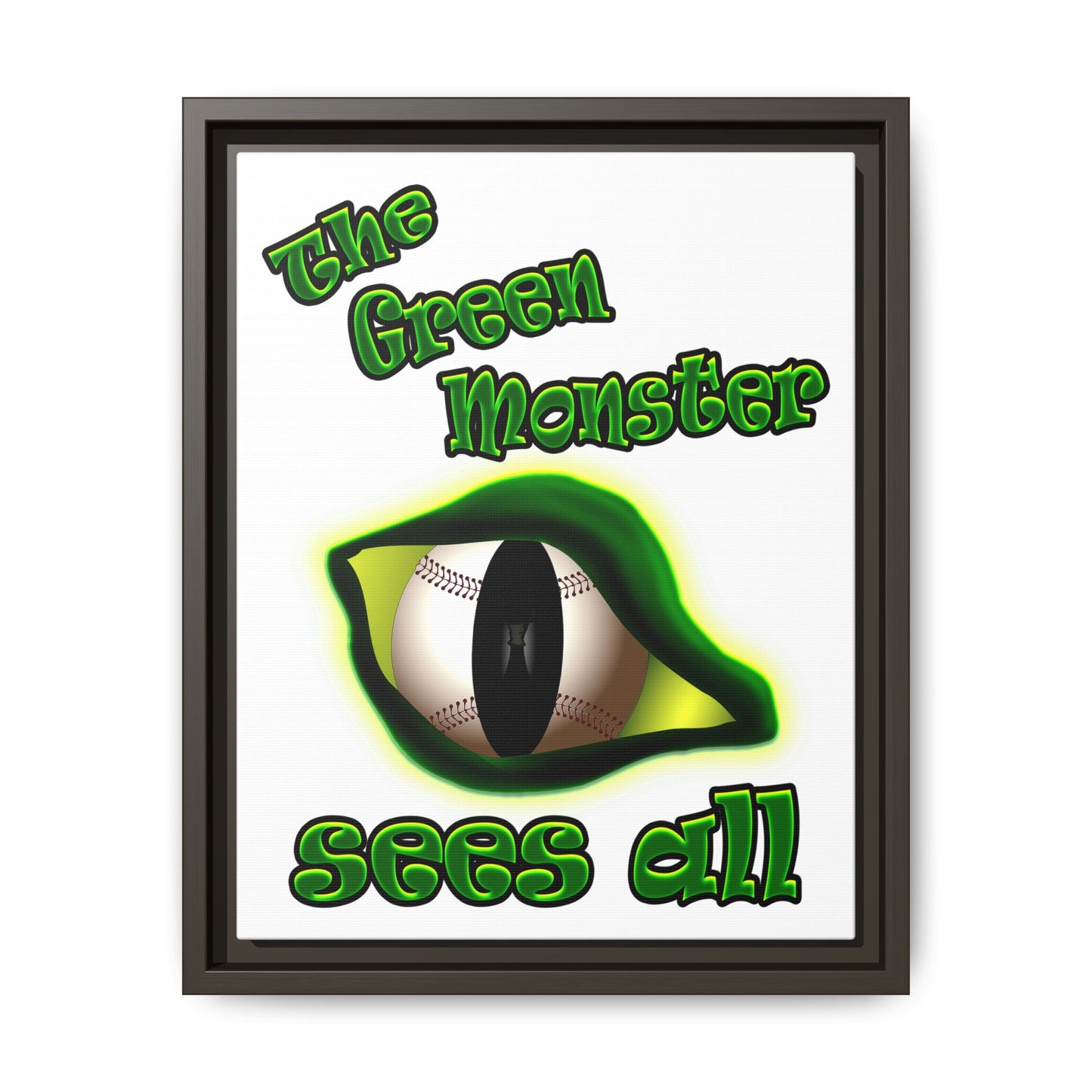 green monster - framed canvas art (white)