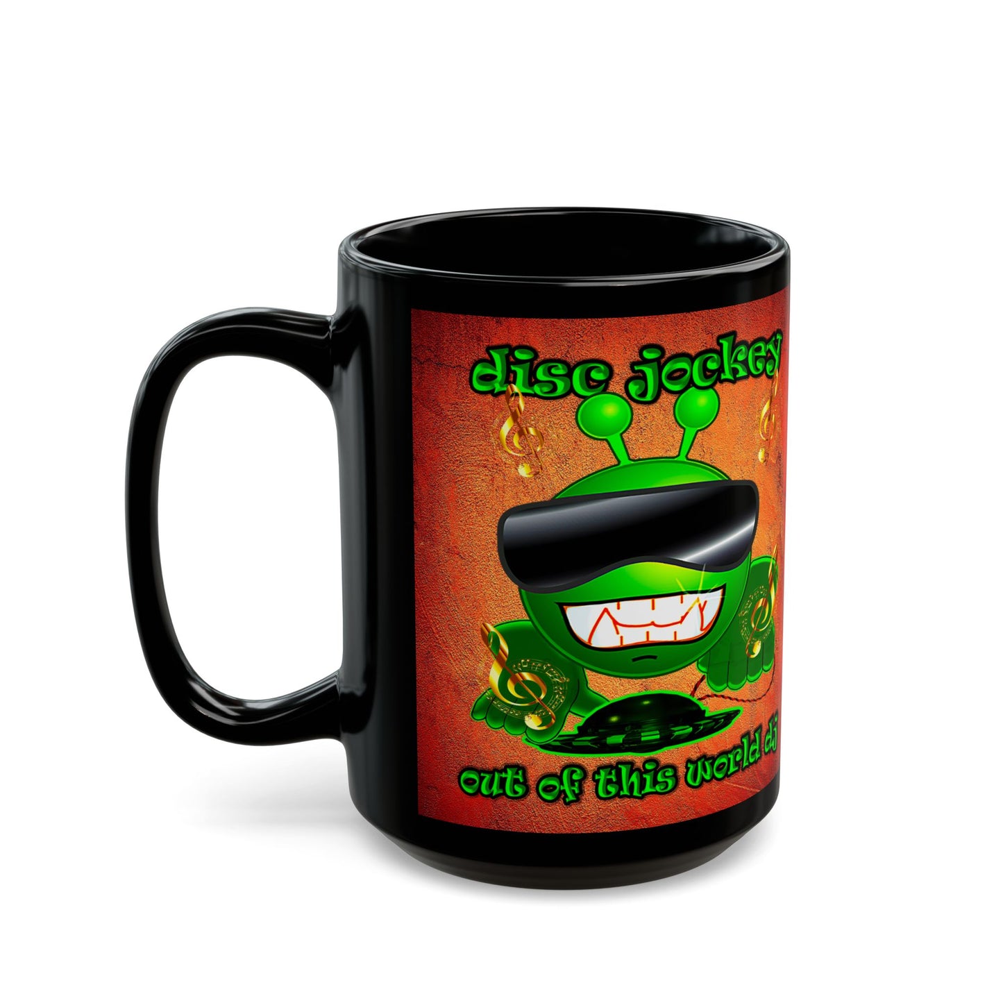 disc jockey - Black Mug (burnt orange)