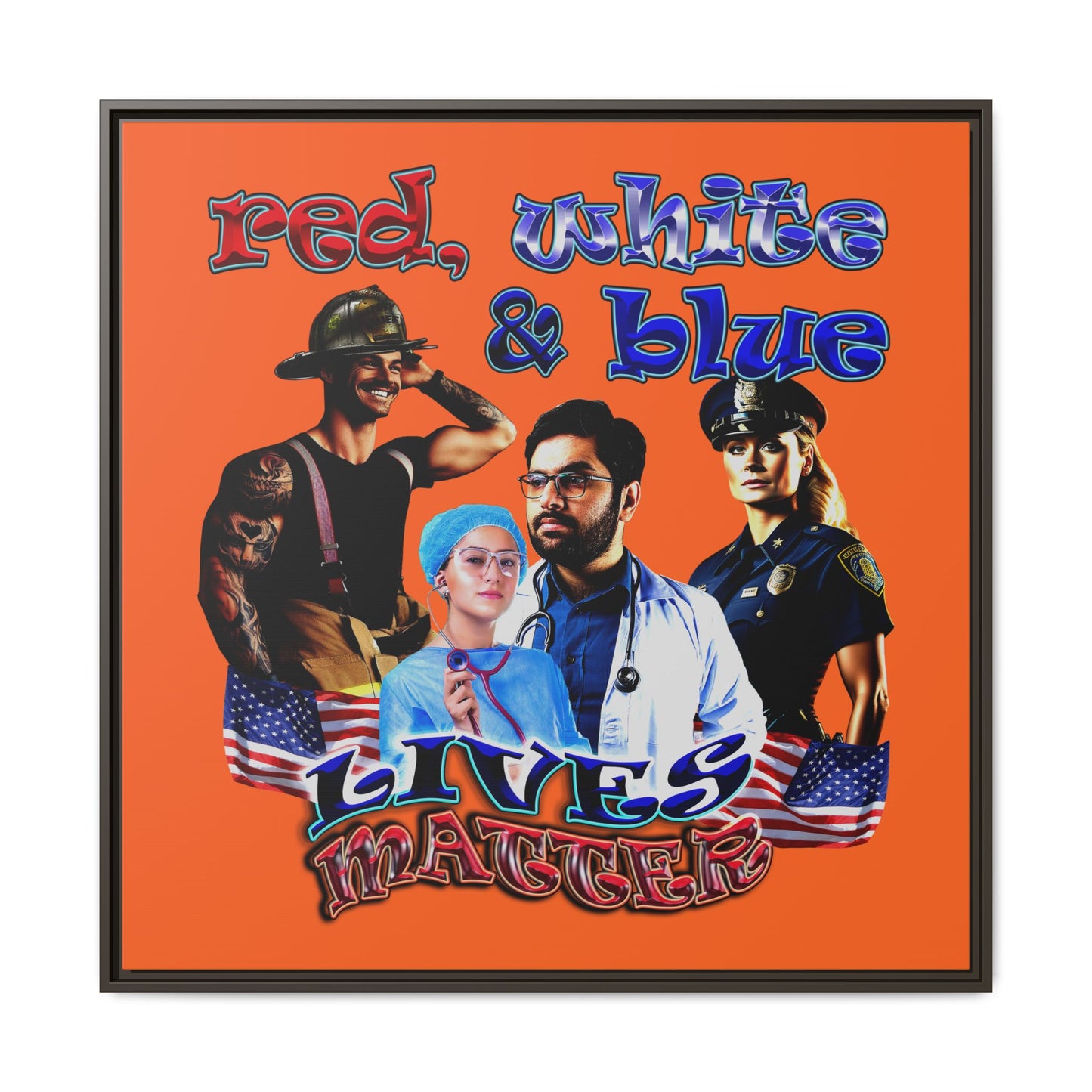 rw&b lives matter - framed canvas art (orange)