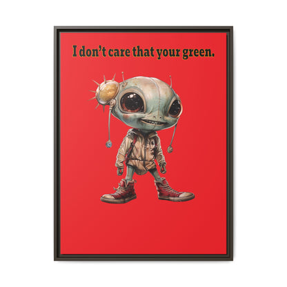 I don't care that your green - framed canvas art (red)