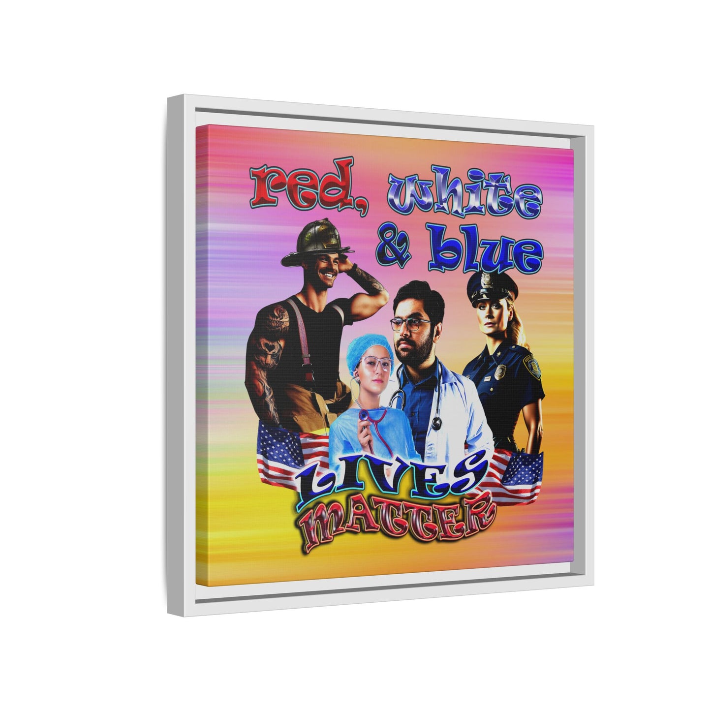 rw&b lives matter - framed canvas art (color blur)