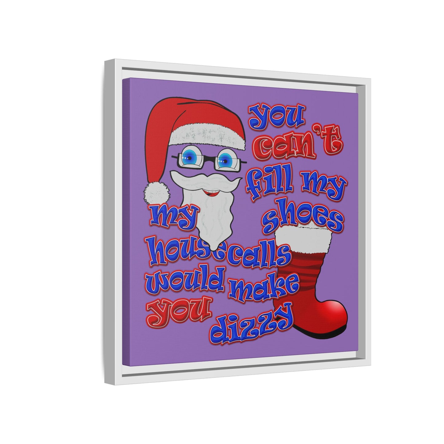 santa's shoes - framed canvas art (light purple)