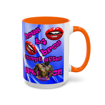 hoes b4 bros - Accent Mug (blue-white wave)