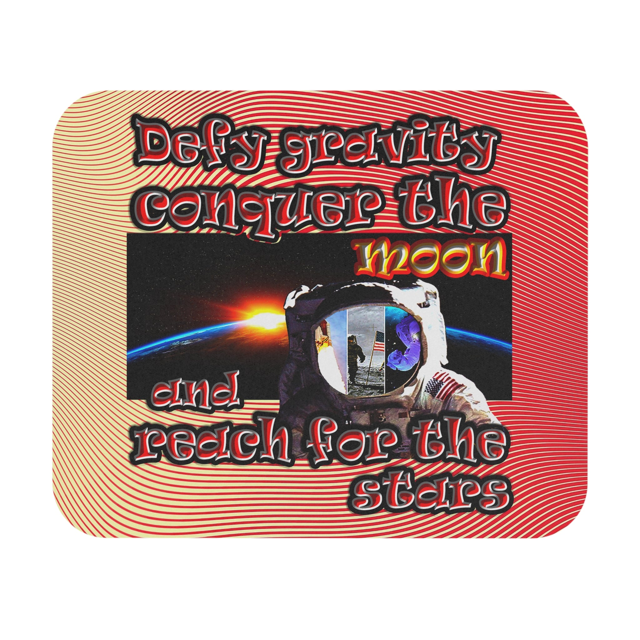 defy conquer reach - Mouse Pad (Rectangle) (yellow-orange wave)