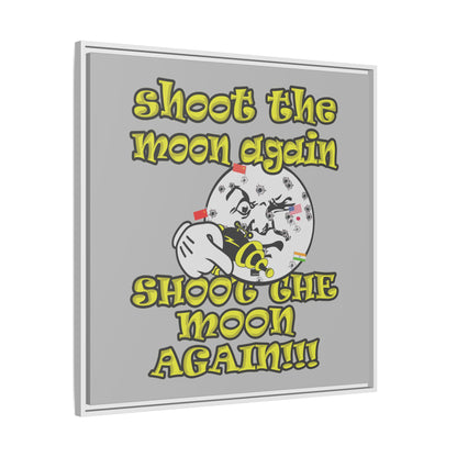 shoot the moon again - framed canvas art (light grey)