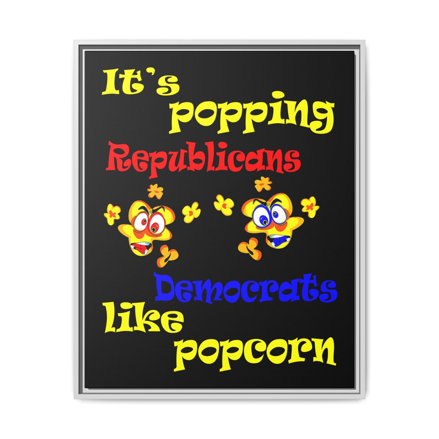 popping like popcorn - framed canvas art (black)