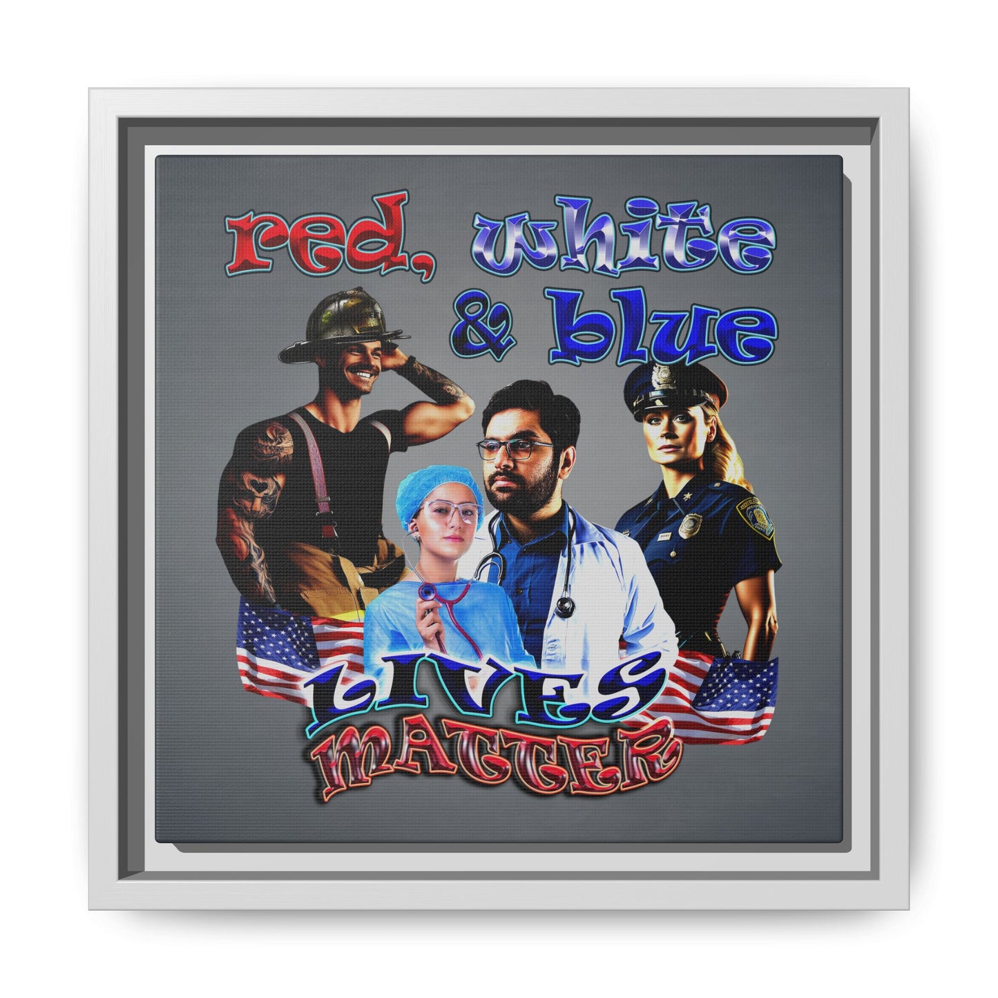 rw&b lives matter - framed canvas art (grey-light grey)
