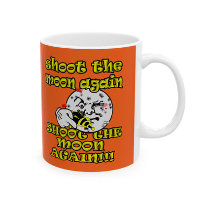 shoot the moon again - White Mug (orange)
