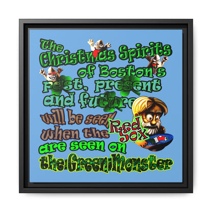 christmas spirits of boston - framed canvas art (light blue)