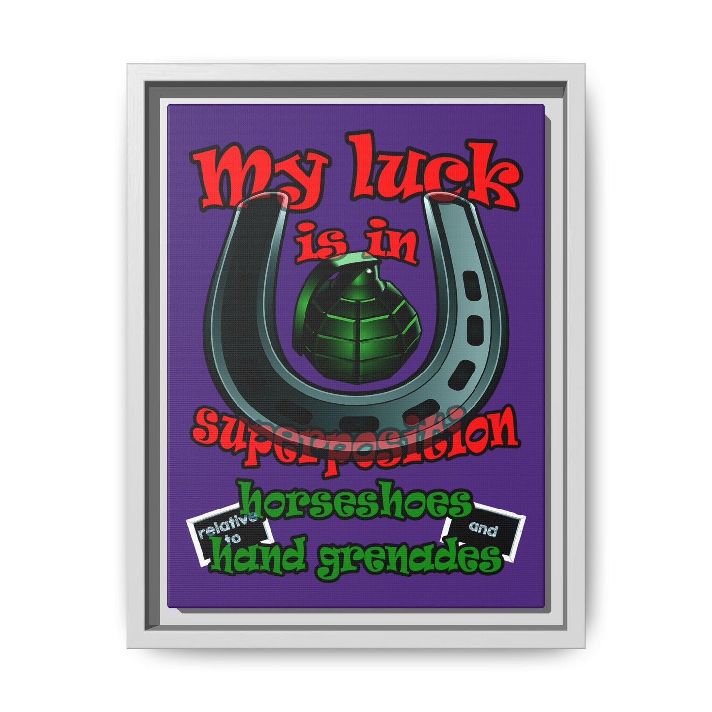 my luck - framed canvas art (purple)