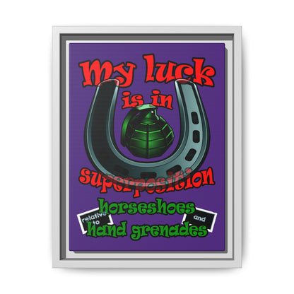 my luck - framed canvas art (purple)