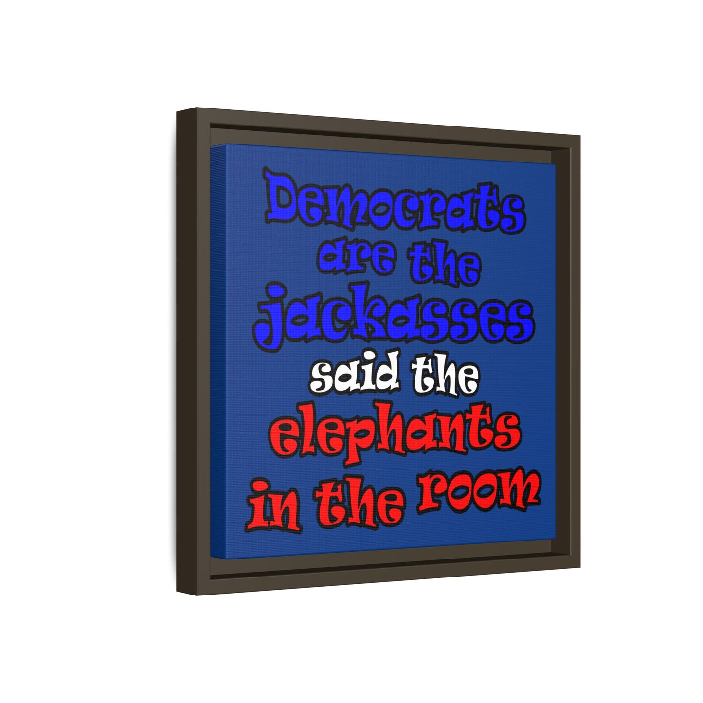 donkeys and elephants - framed canvas art (dark blue)