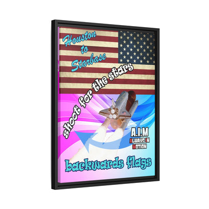 shoot for the stars - framed canvas art (light blue-pink wave)