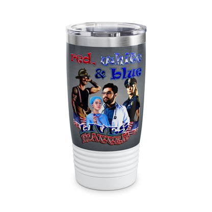 rw&b lives matter - Ringneck Tumbler, 20oz (grey-light grey)