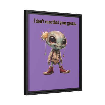 I don't care that your green - framed canvas art (light purple)